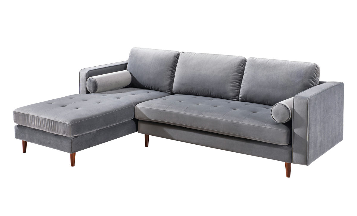 TOV Furniture Como Grey Velvet Sectional LAF