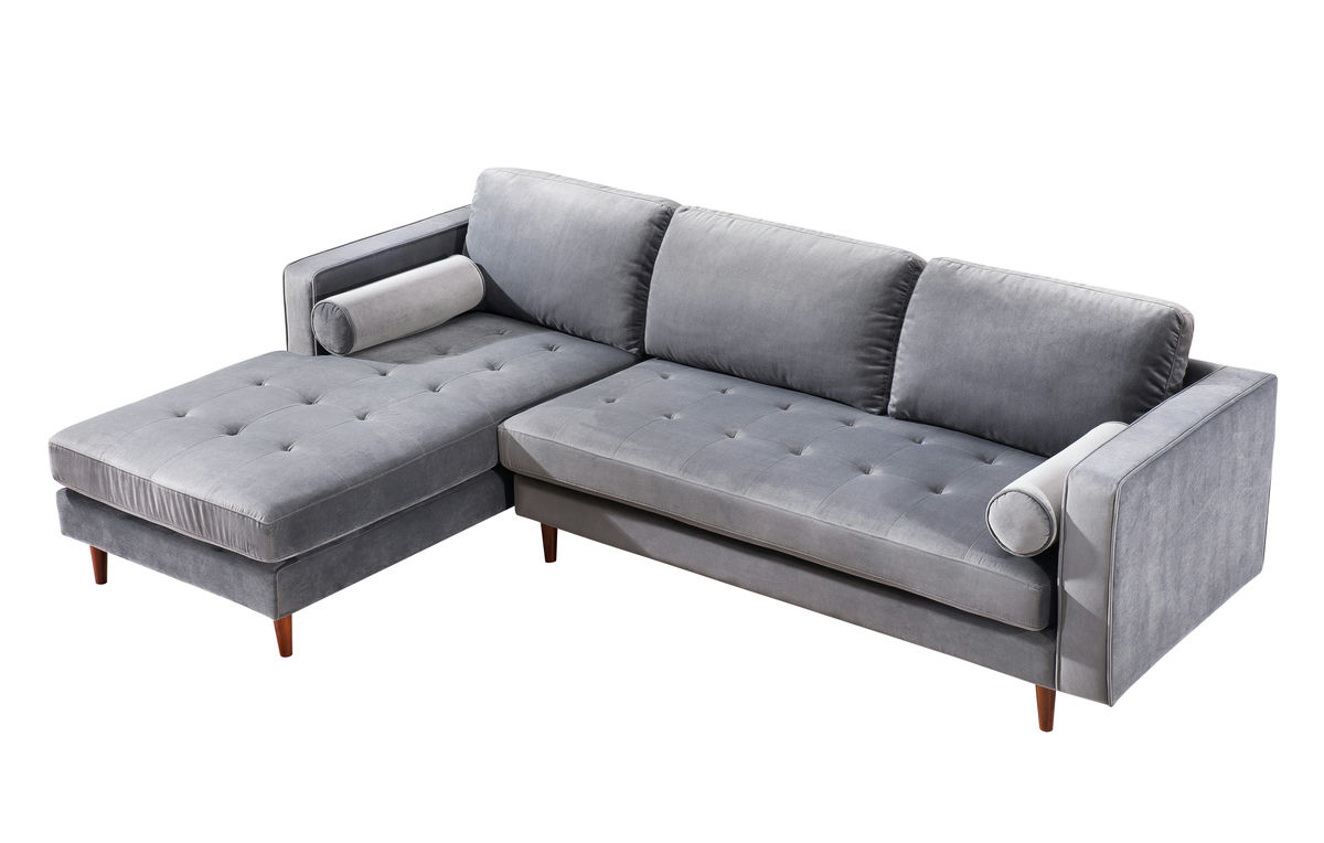 TOV Furniture Como Grey Velvet Sectional LAF