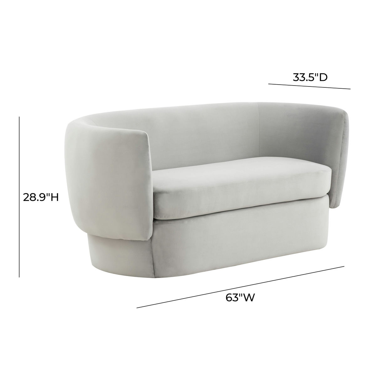 TOV Furniture Isabella Light Grey Velvet Loveseat