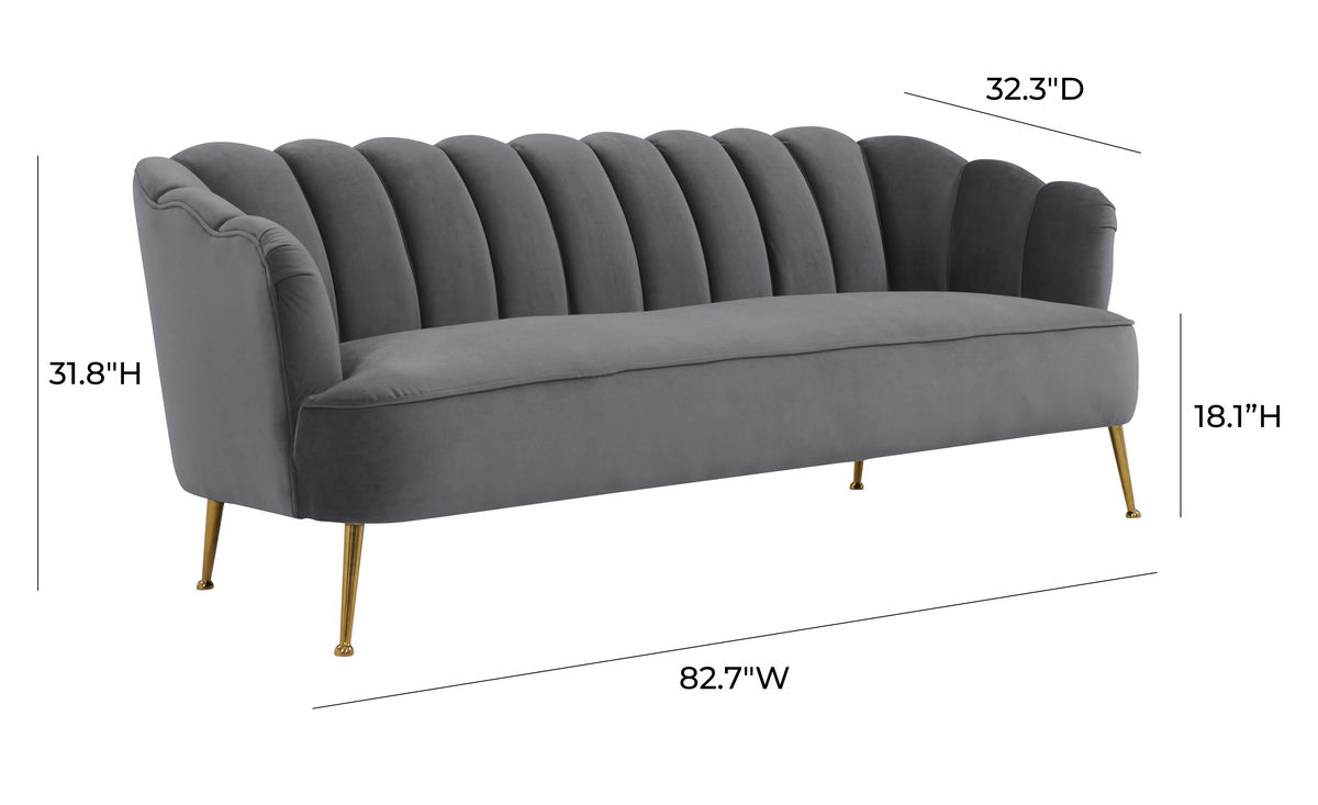 TOV Furniture Daisy Grey Velvet Sofa