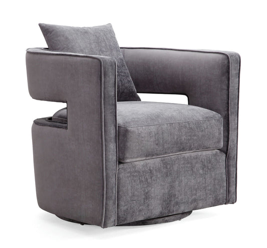 TOV Furniture Kennedy Grey Swivel Chair