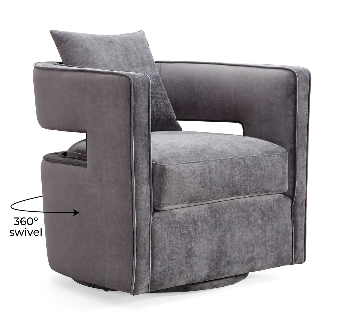 TOV Furniture Kennedy Grey Swivel Chair