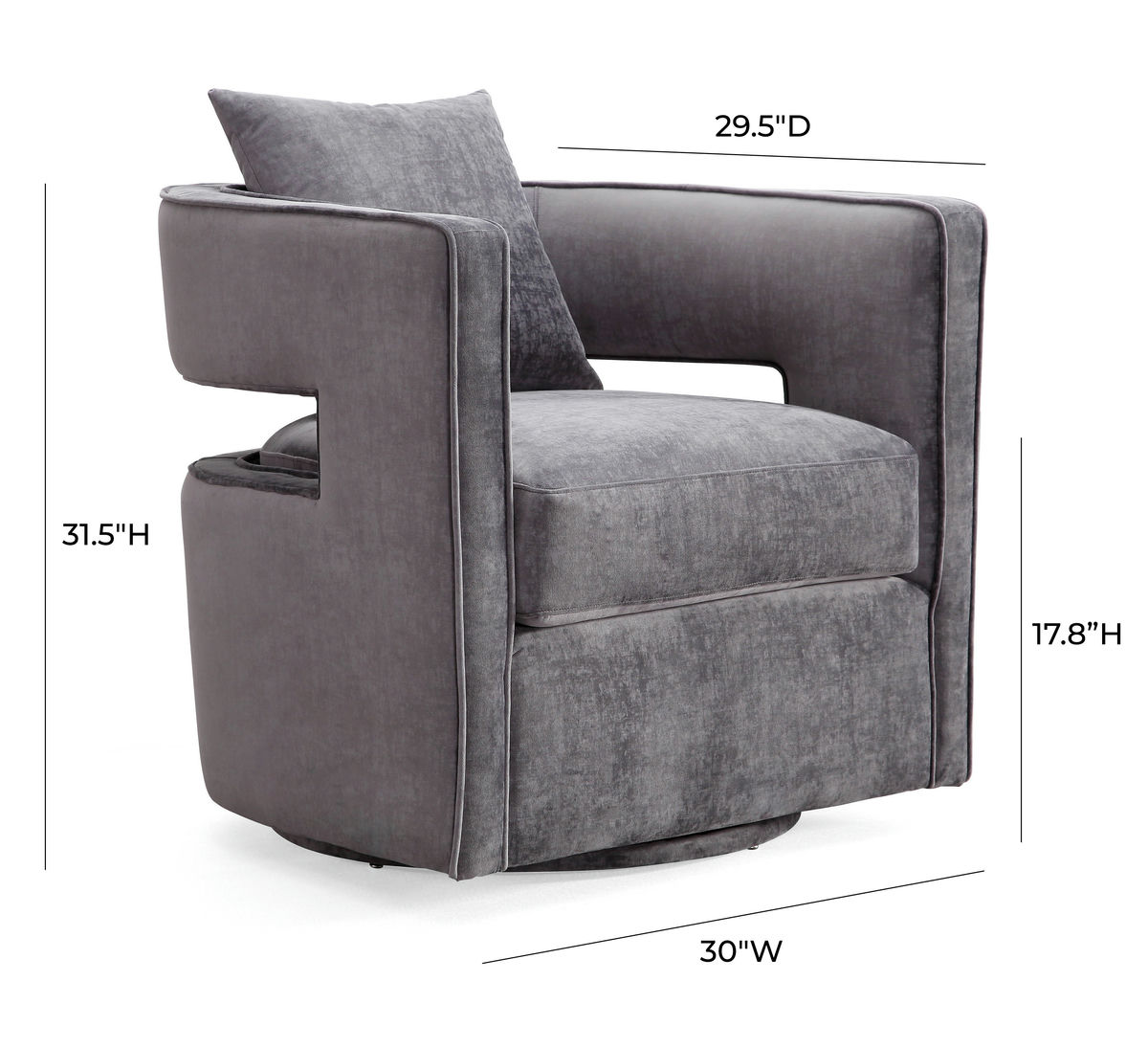 TOV Furniture Kennedy Grey Swivel Chair