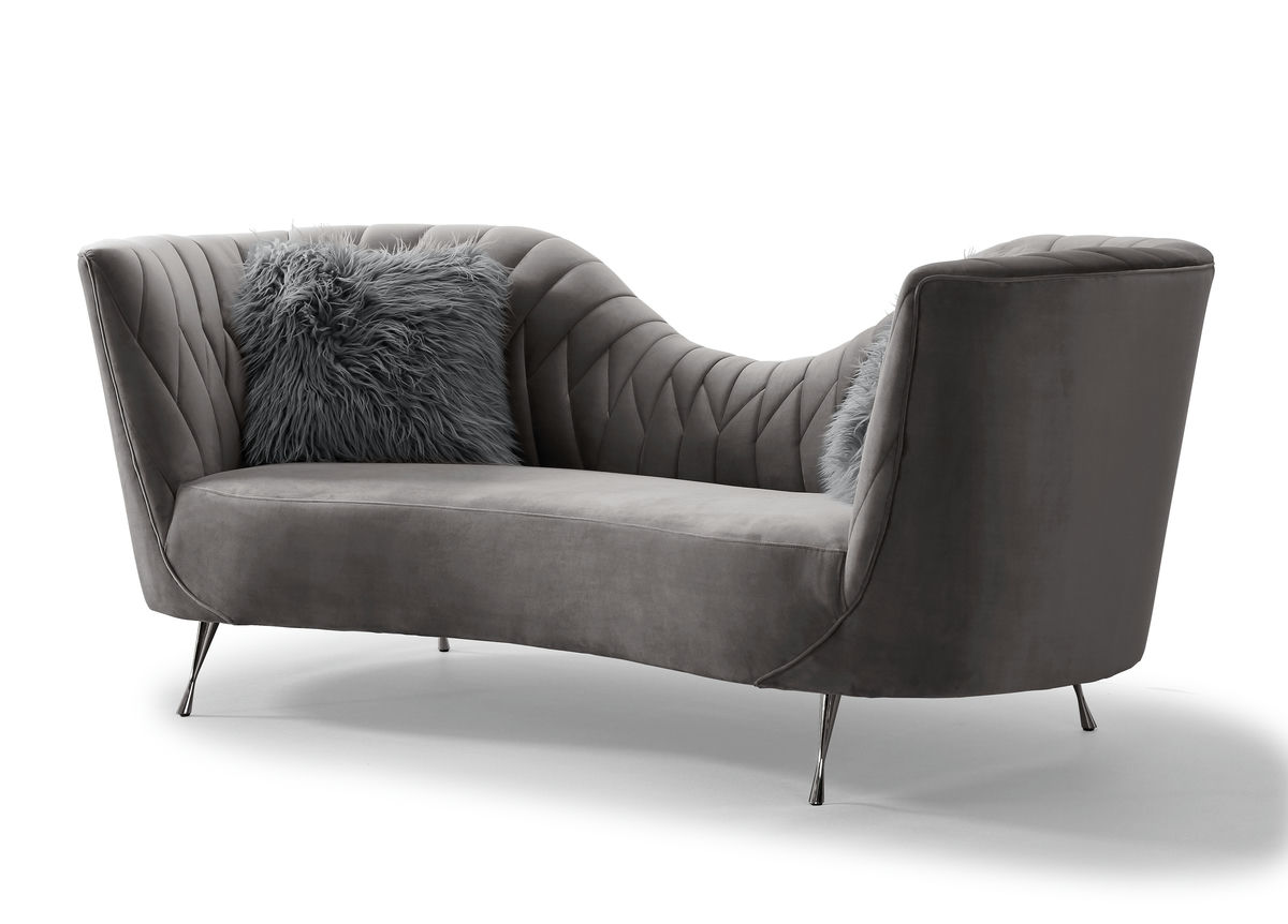 TOV Furniture Eva Grey Velvet Sofa