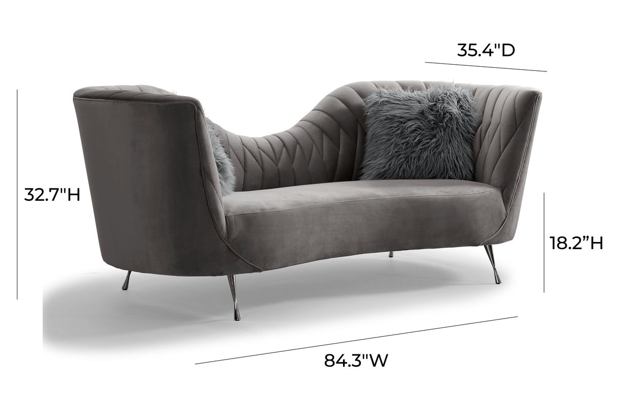 TOV Furniture Eva Grey Velvet Sofa