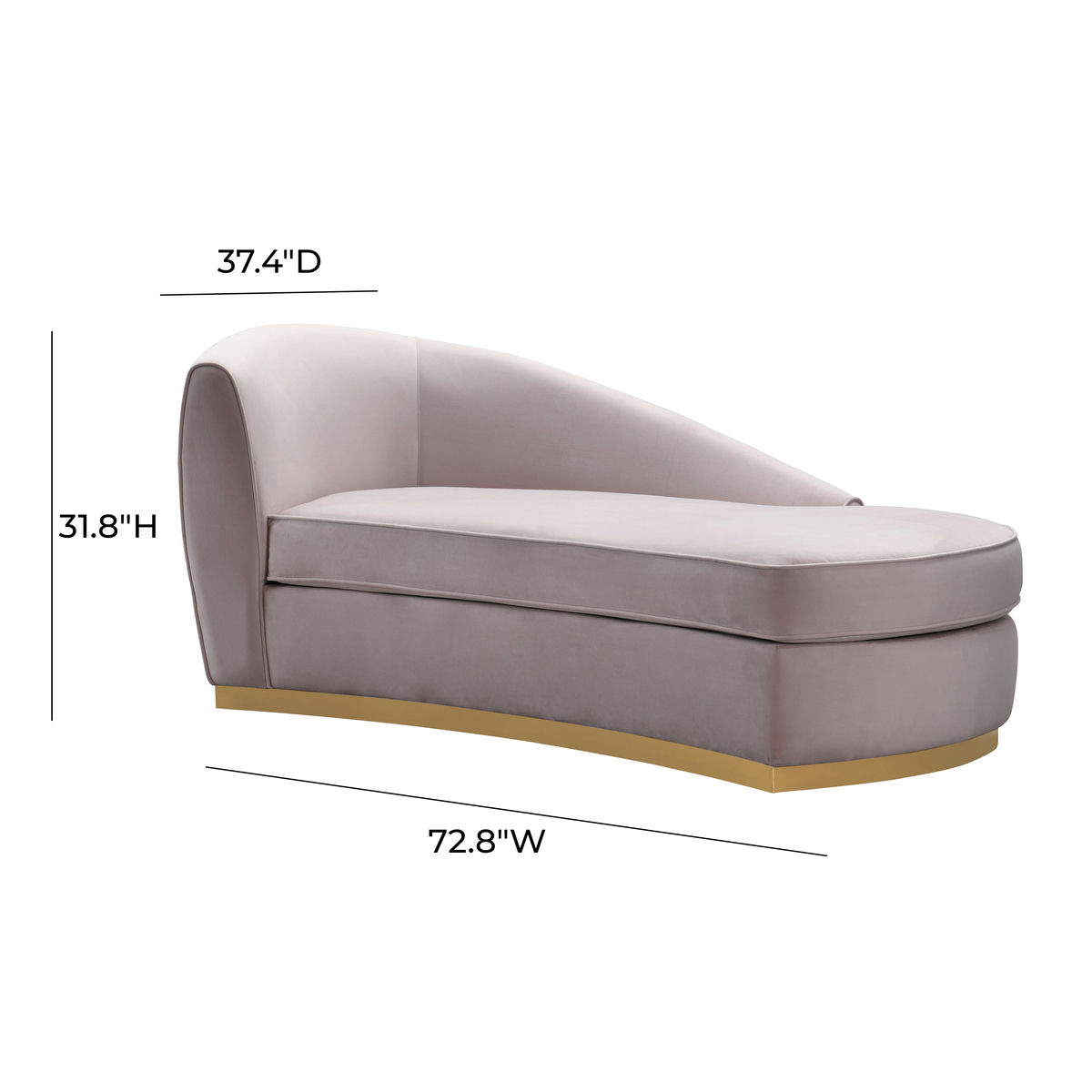 TOV Furniture Adele Blush Velvet Chaise