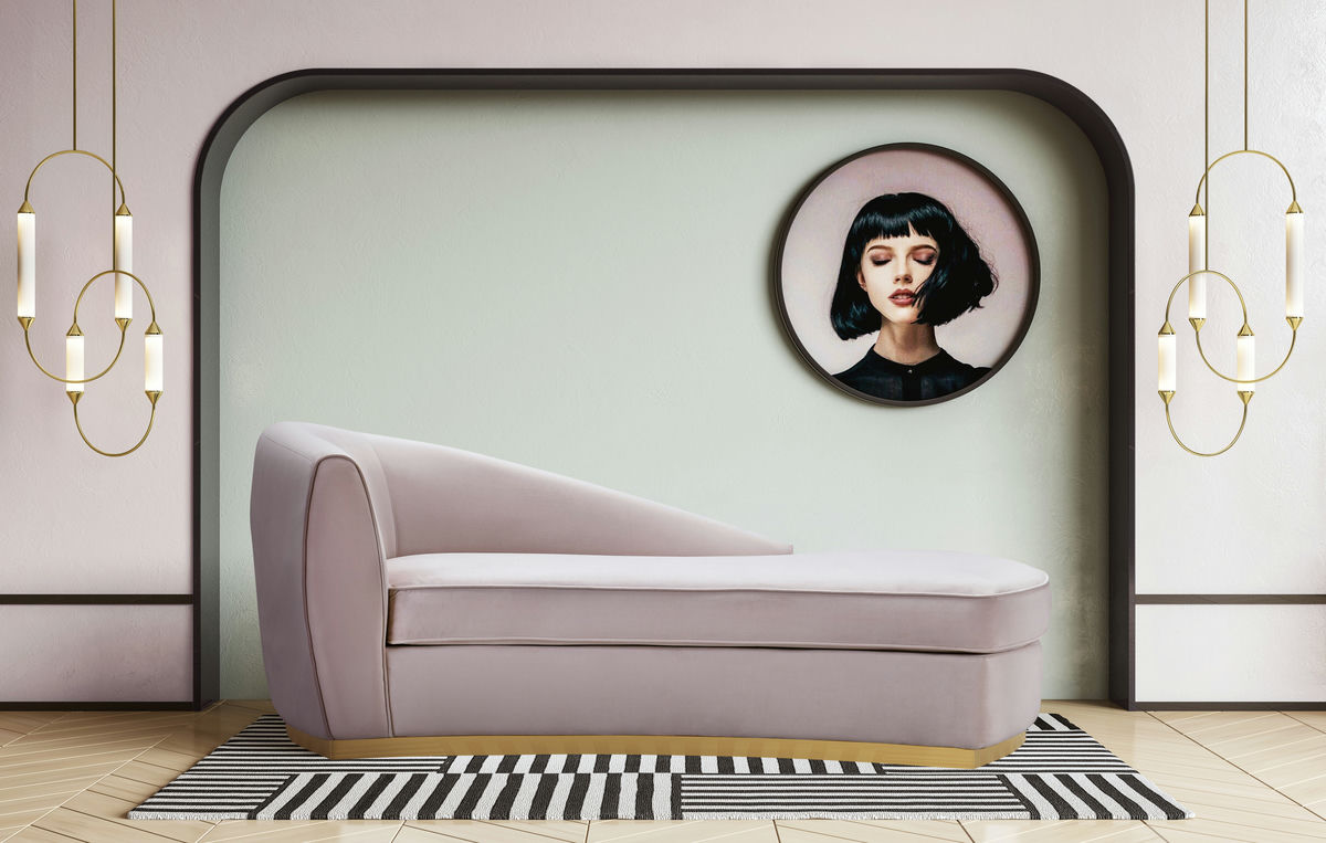 TOV Furniture Adele Blush Velvet Chaise
