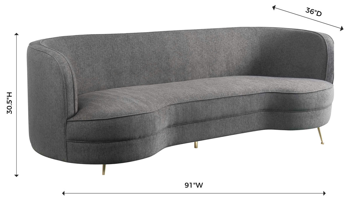 TOV Furniture Flare Grey Tweed Sofa