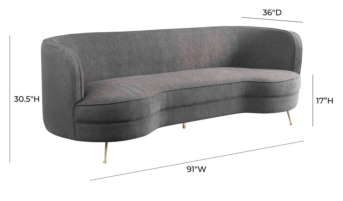 TOV Furniture Flare Grey Tweed Sofa