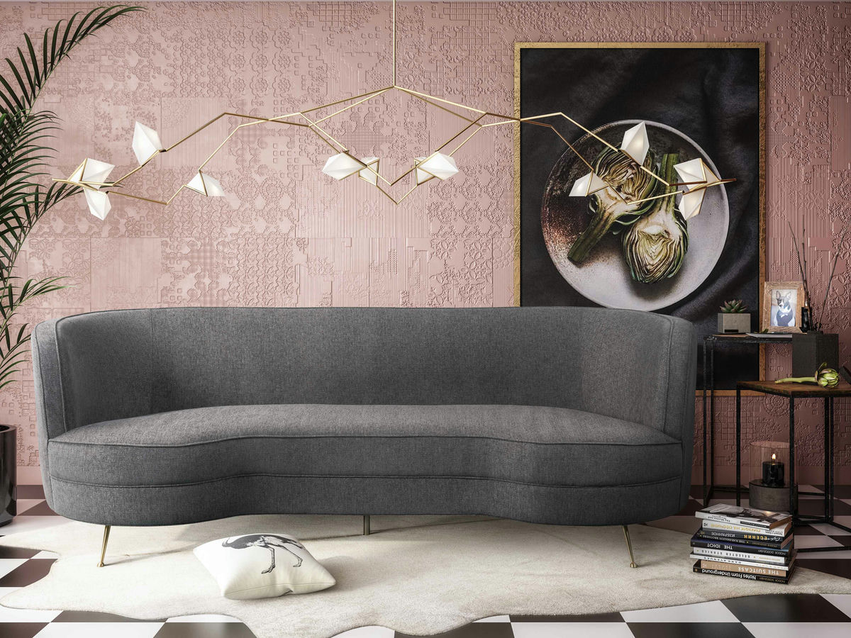 TOV Furniture Flare Grey Tweed Sofa