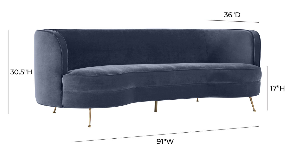 TOV Furniture Flare Dark Grey Velvet Sofa