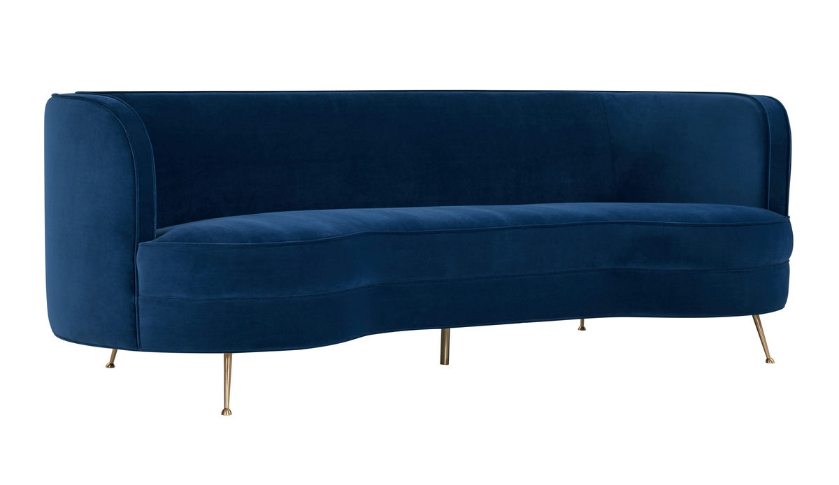TOV Furniture Flare Navy Velvet Sofa