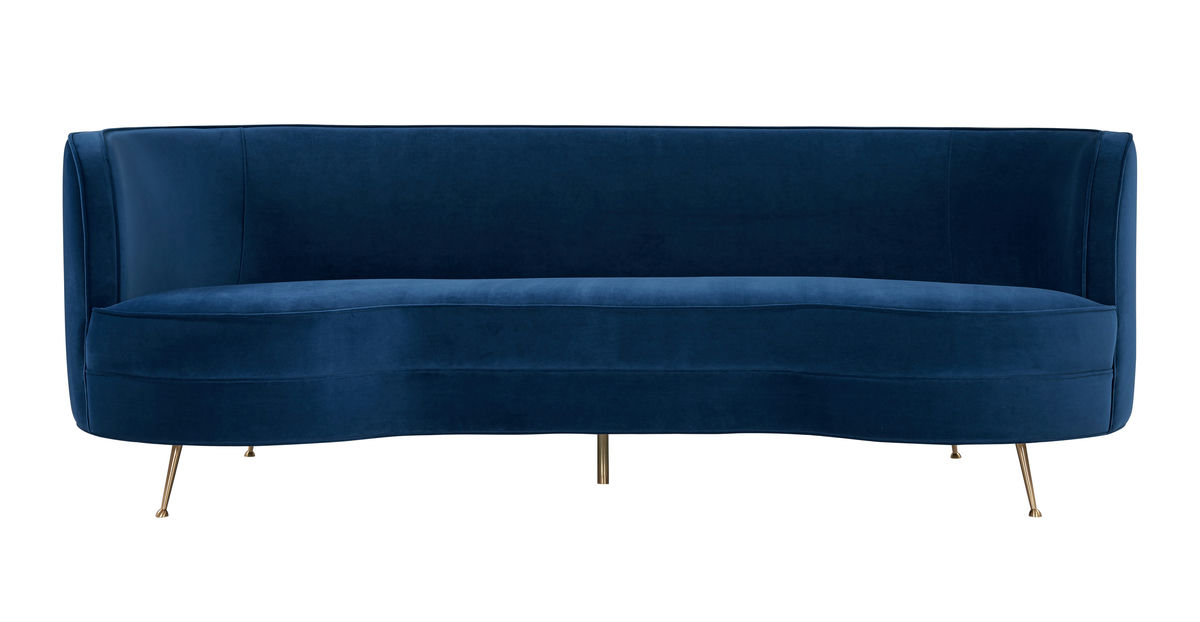 TOV Furniture Flare Navy Velvet Sofa