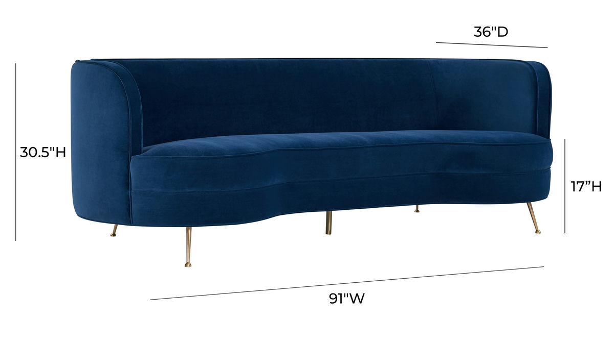 TOV Furniture Flare Navy Velvet Sofa
