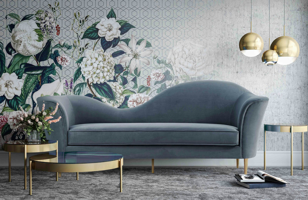TOV Furniture Plato Grey Velvet Sofa