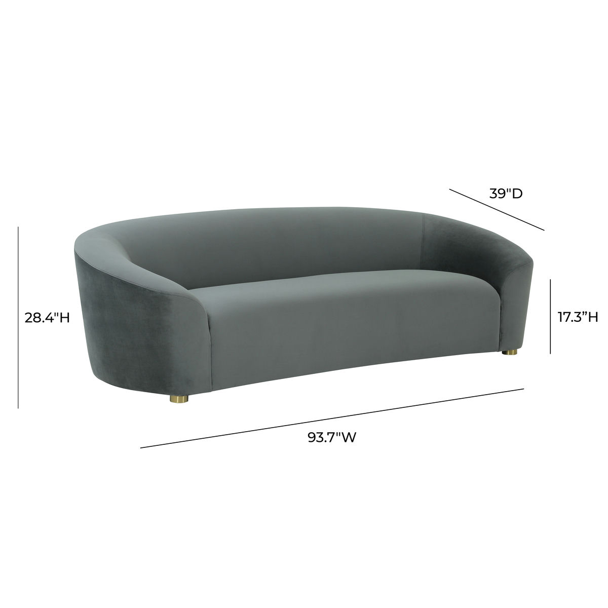 TOV Furniture Serenity Grey Velvet Sofa