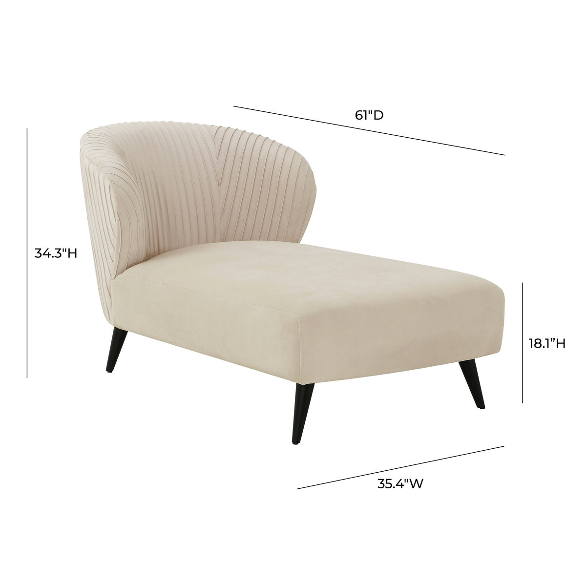 TOV Furniture Maliah Pleated Cream Velvet Settee