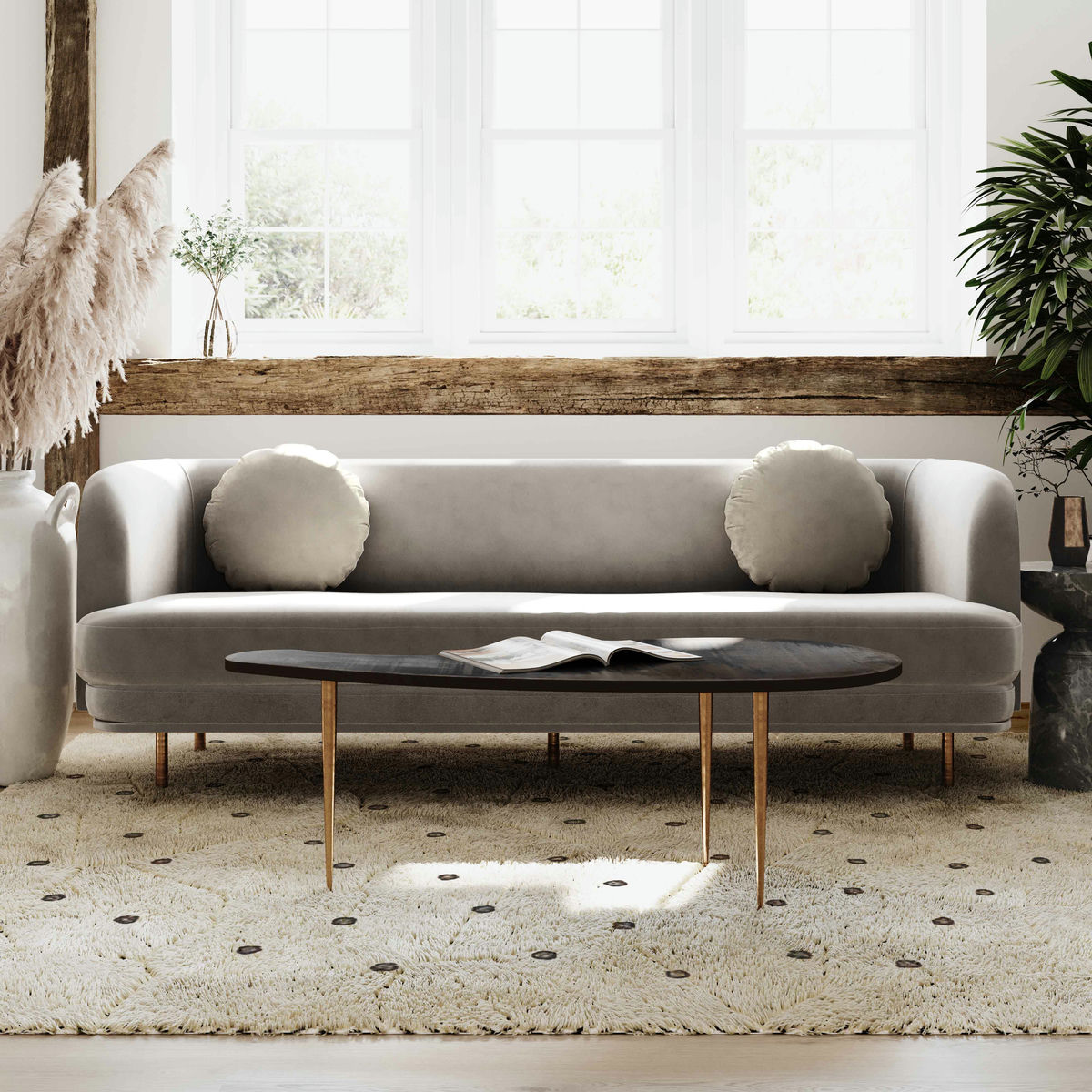 TOV Furniture Sariah Alabaster Velvet Sofa