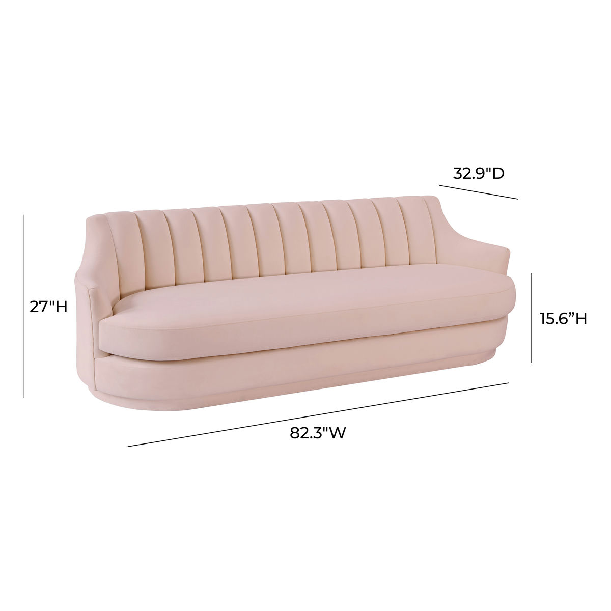 TOV Furniture Peyton Blush Velvet Sofa