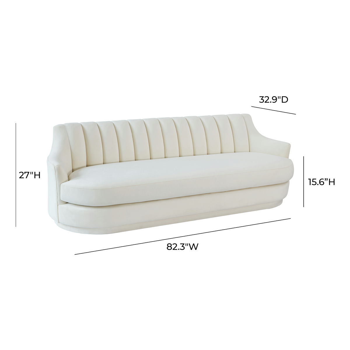 TOV Furniture Peyton Cream Velvet Sofa