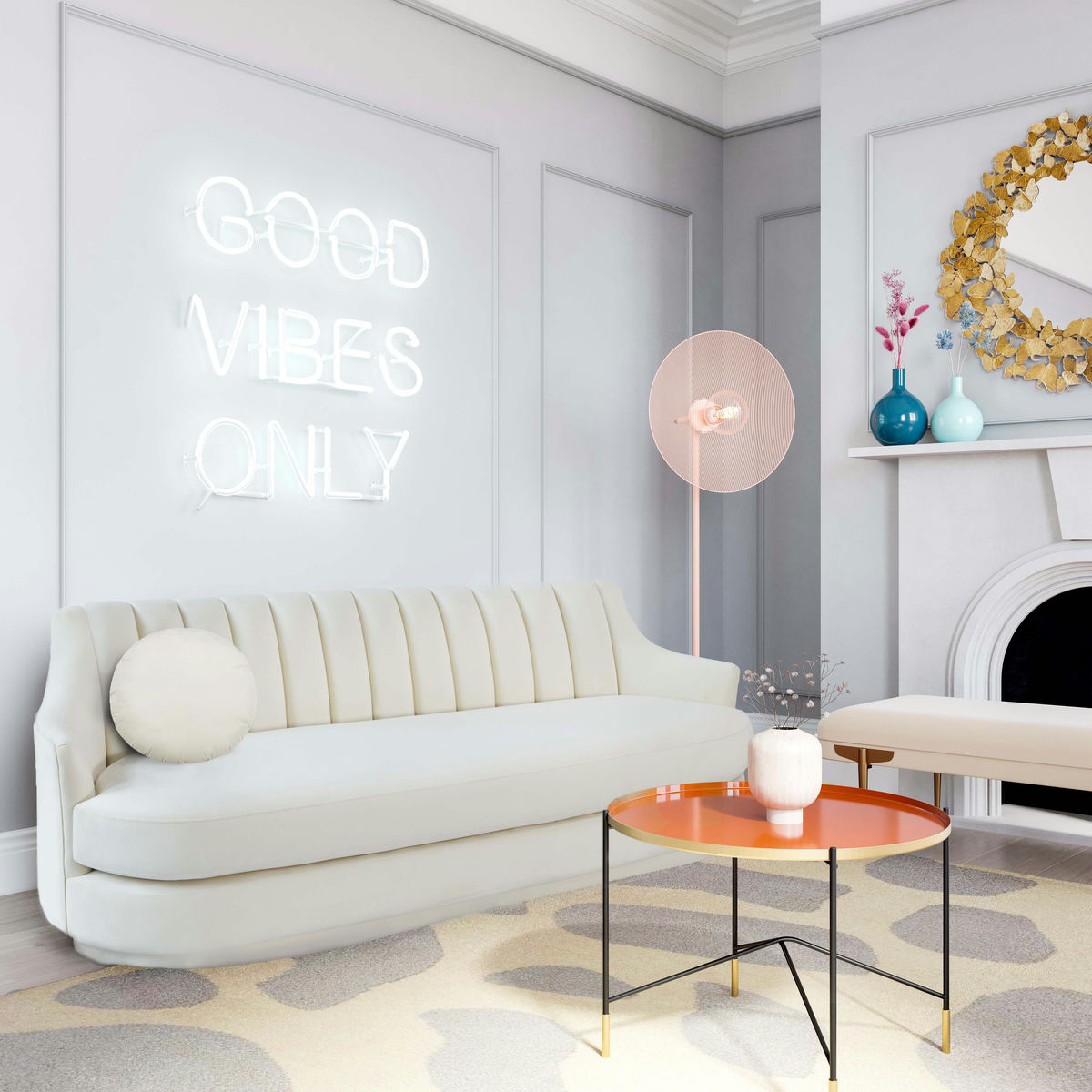 TOV Furniture Peyton Cream Velvet Sofa