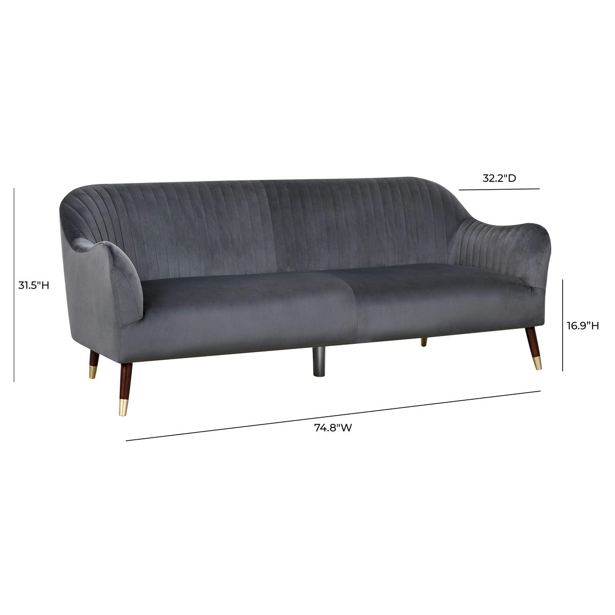 TOV Furniture Natalia Grey Velvet Sofa