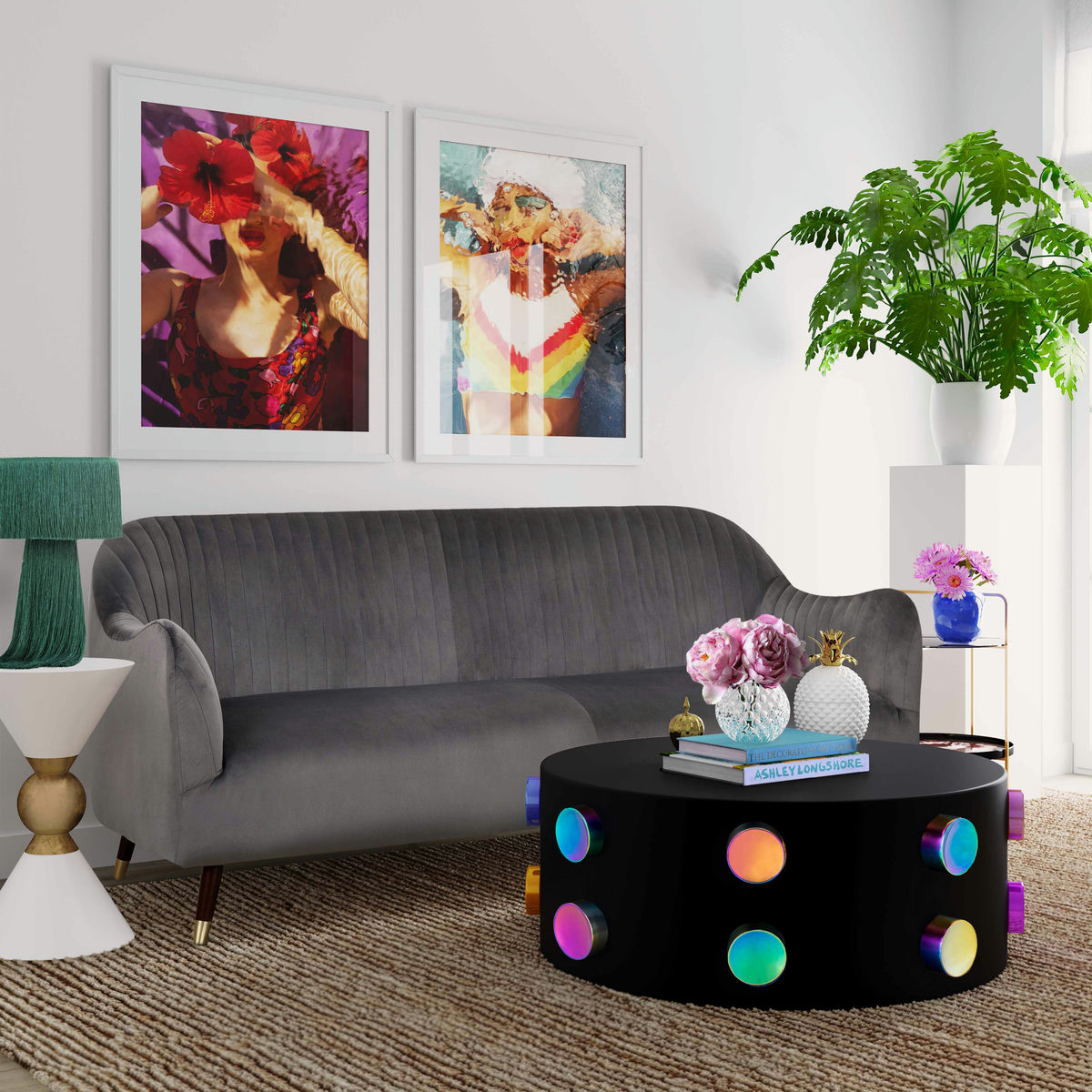 TOV Furniture Natalia Grey Velvet Sofa