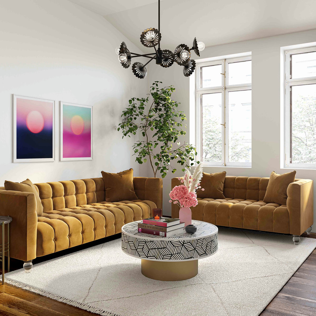 TOV Furniture Bea  Cognac Velvet Loveseat