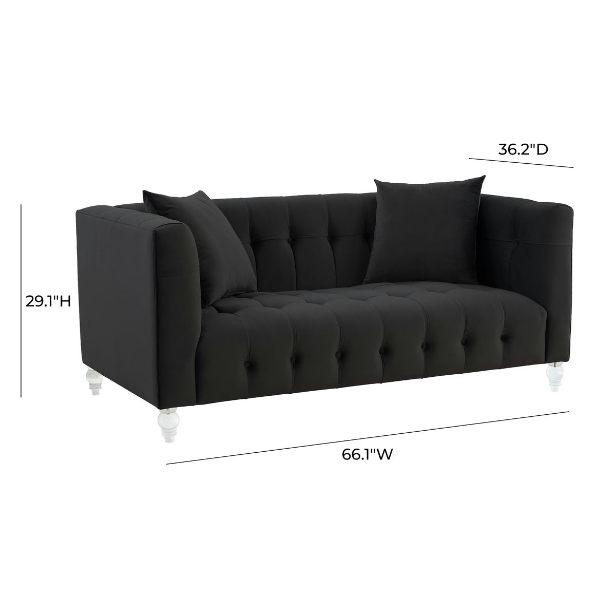 TOV Furniture Bea Black Velvet Loveseat