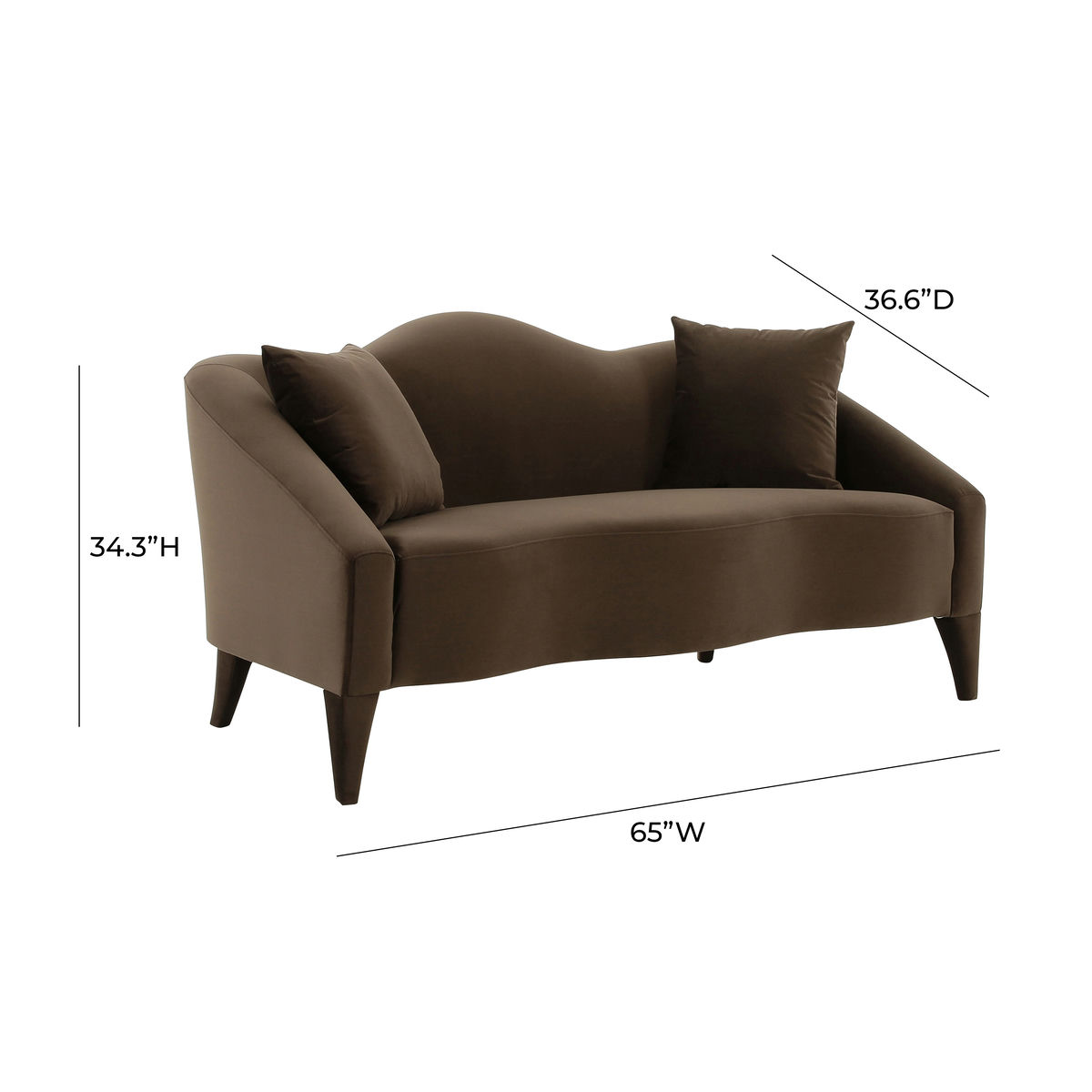TOV Furniture Naya Chocolate Velvet Loveseat