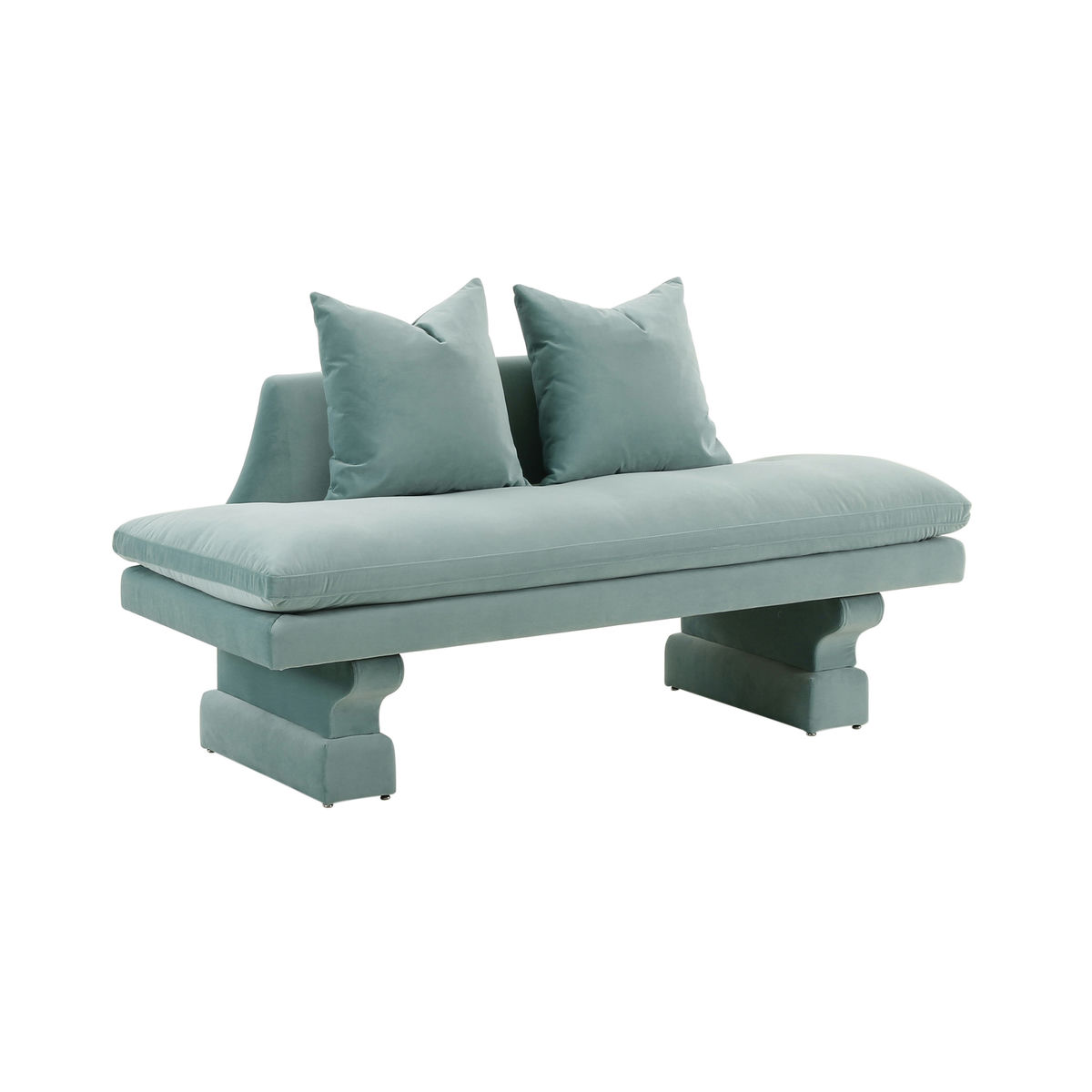 TOV Furniture Hyde Frost Blue Velvet Pedestal Sofa