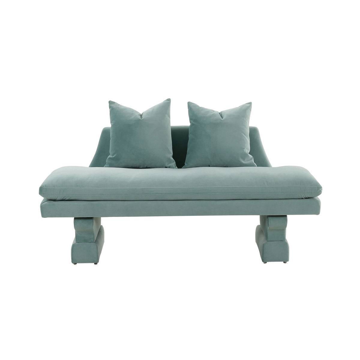 TOV Furniture Hyde Frost Blue Velvet Pedestal Sofa
