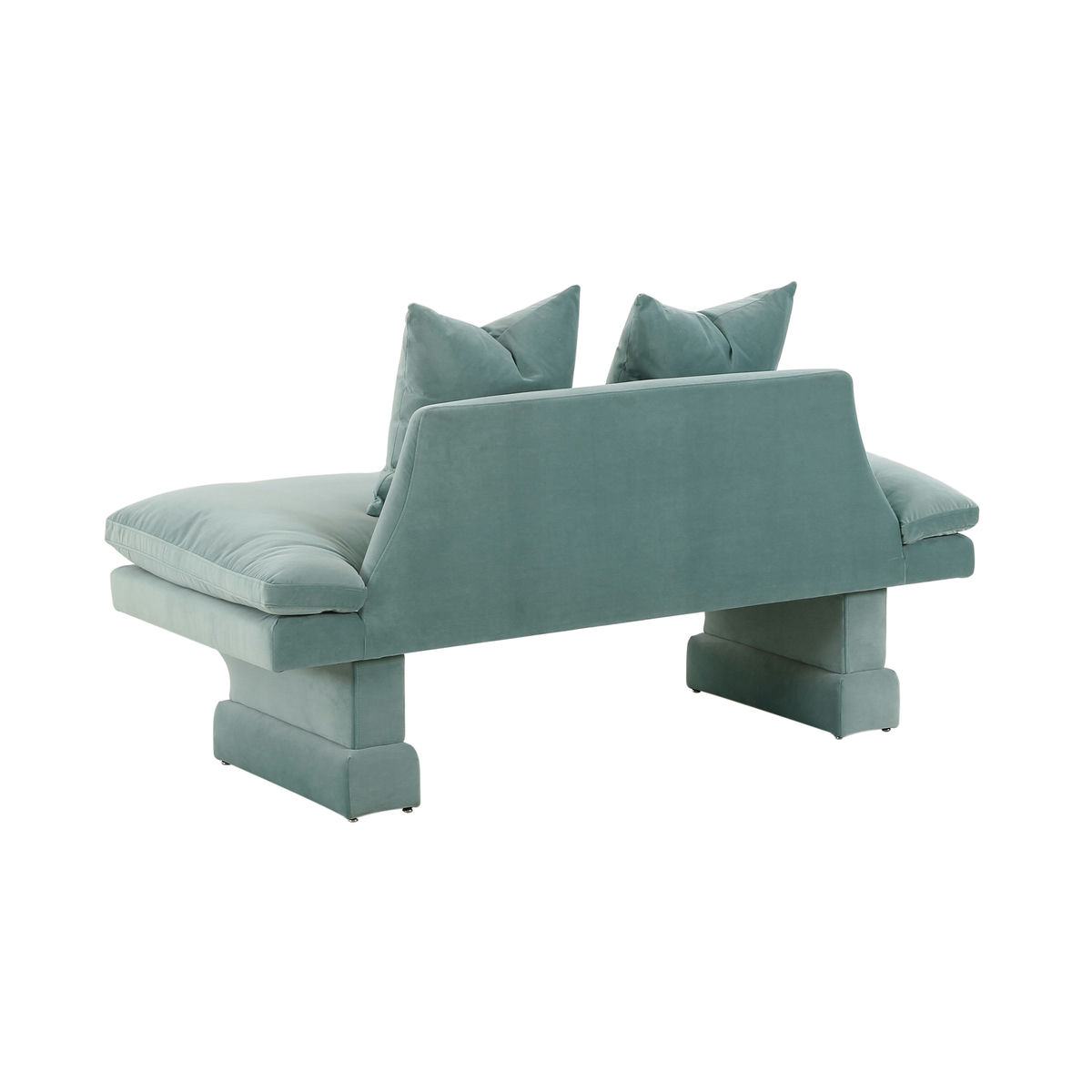 TOV Furniture Hyde Frost Blue Velvet Pedestal Sofa