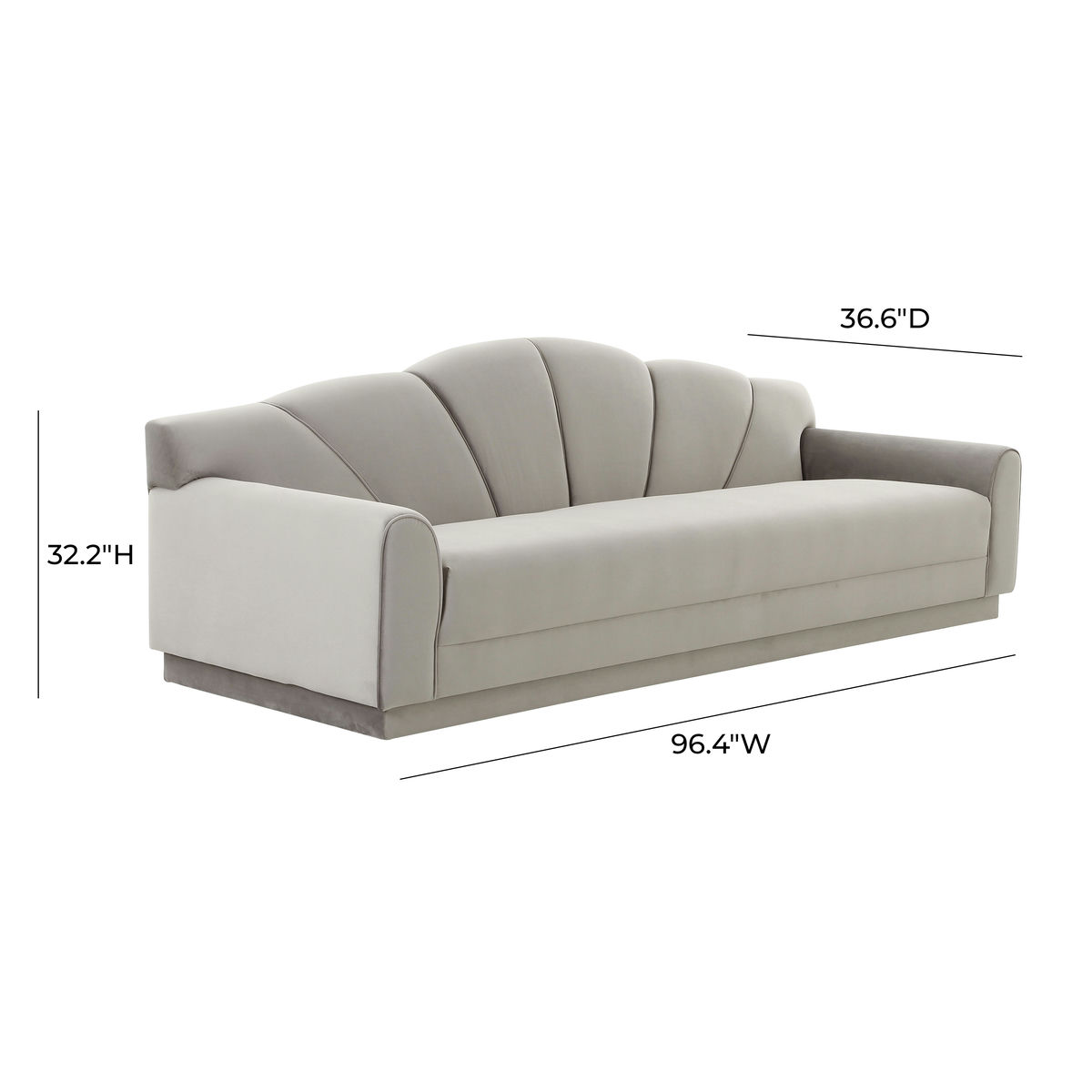 TOV Furniture Bianca Light Grey Velvet Sofa