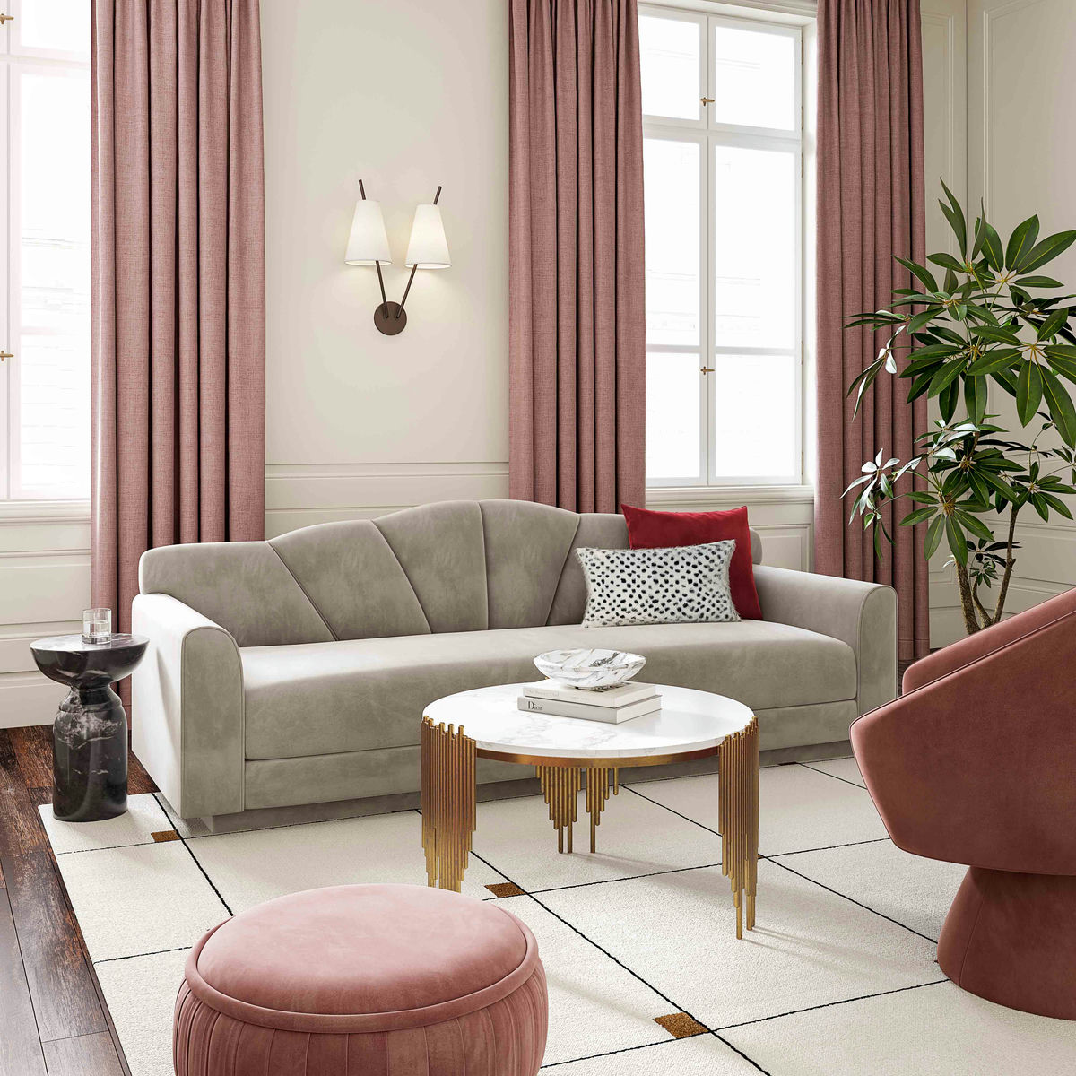 TOV Furniture Bianca Light Grey Velvet Sofa