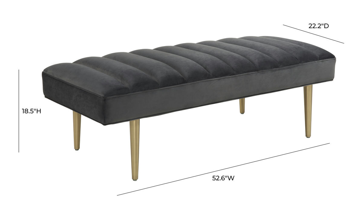 TOV Furniture Jax Grey Velvet Bench