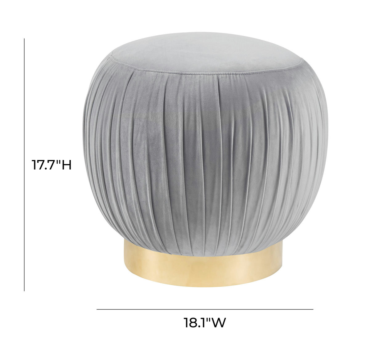 TOV Furniture Tulip Grey Velvet Ottoman