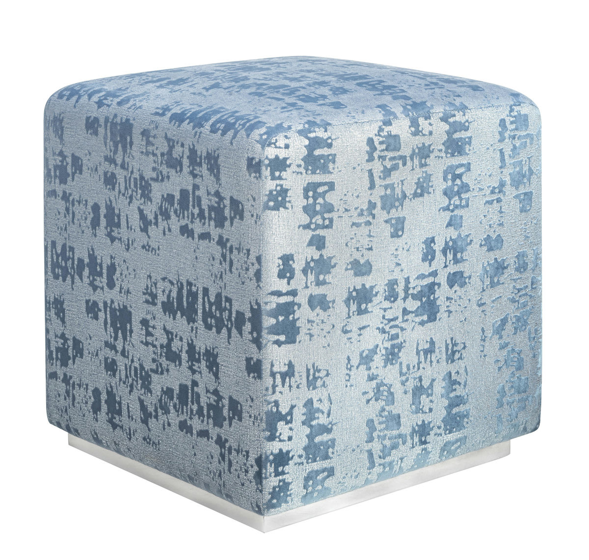 TOV Furniture Kent Blue Textured Velvet Ottoman