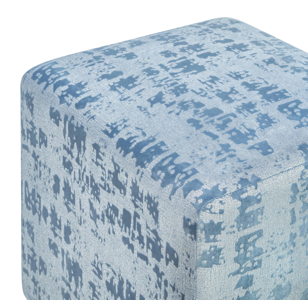 TOV Furniture Kent Blue Textured Velvet Ottoman
