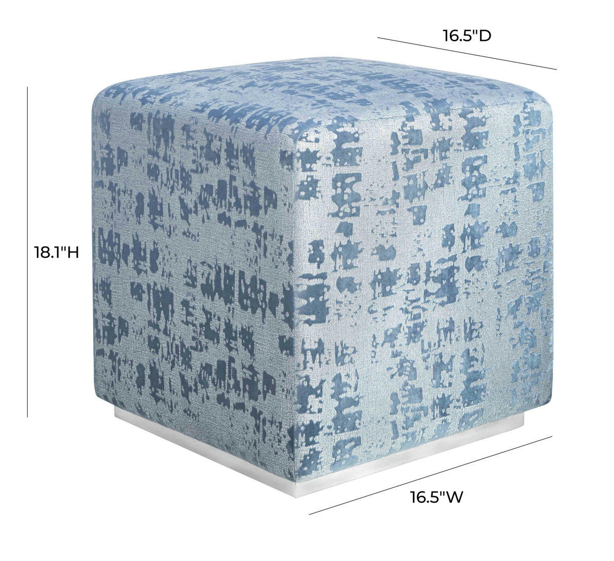 TOV Furniture Kent Blue Textured Velvet Ottoman
