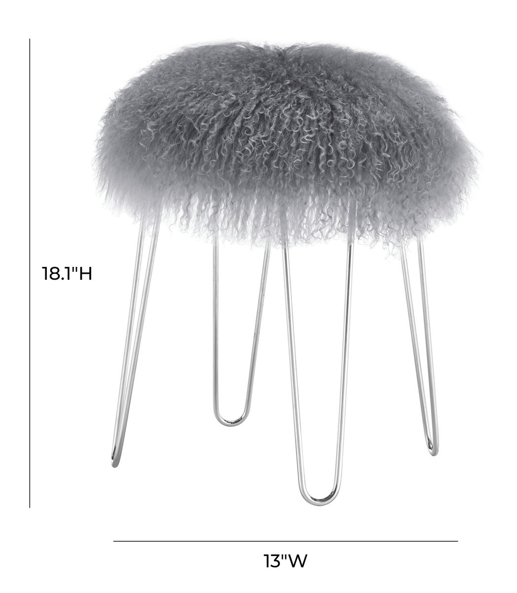 TOV Furniture Zelda Grey Sheepskin Bench