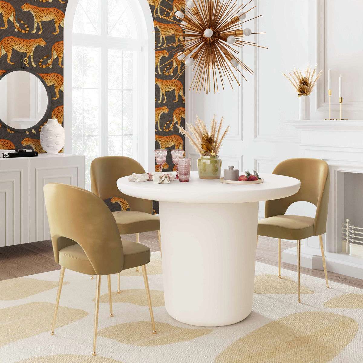 TOV Furniture Roxie Ivory Concrete Dining Table