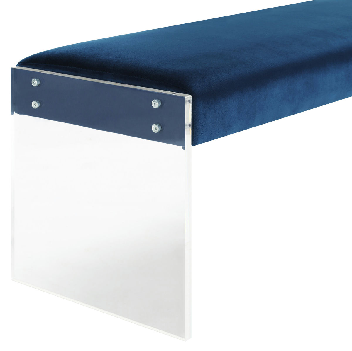 TOV Furniture Envy Blue Velvet/Acrylic Bench