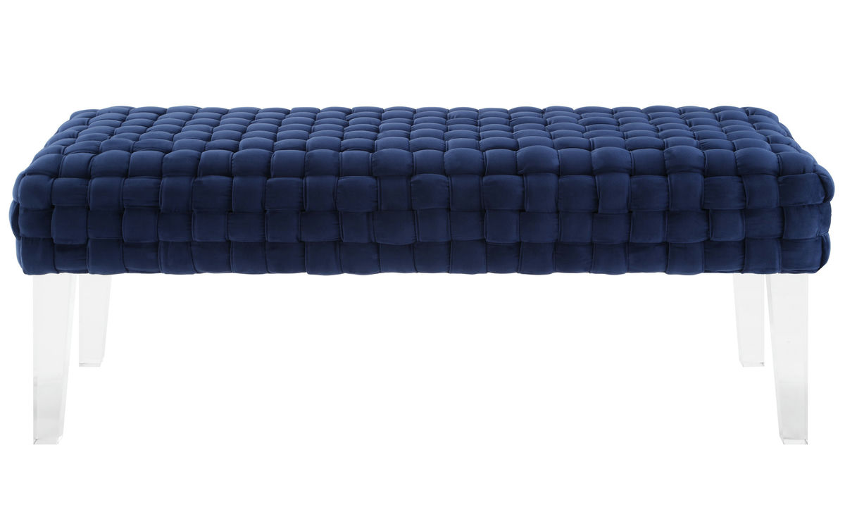 TOV Furniture Sal Woven Navy Velvet Bench