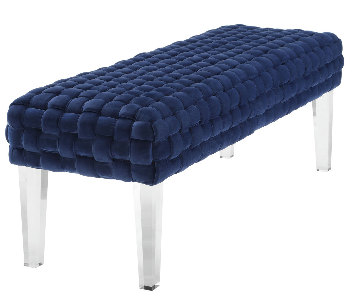 TOV Furniture Sal Woven Navy Velvet Bench