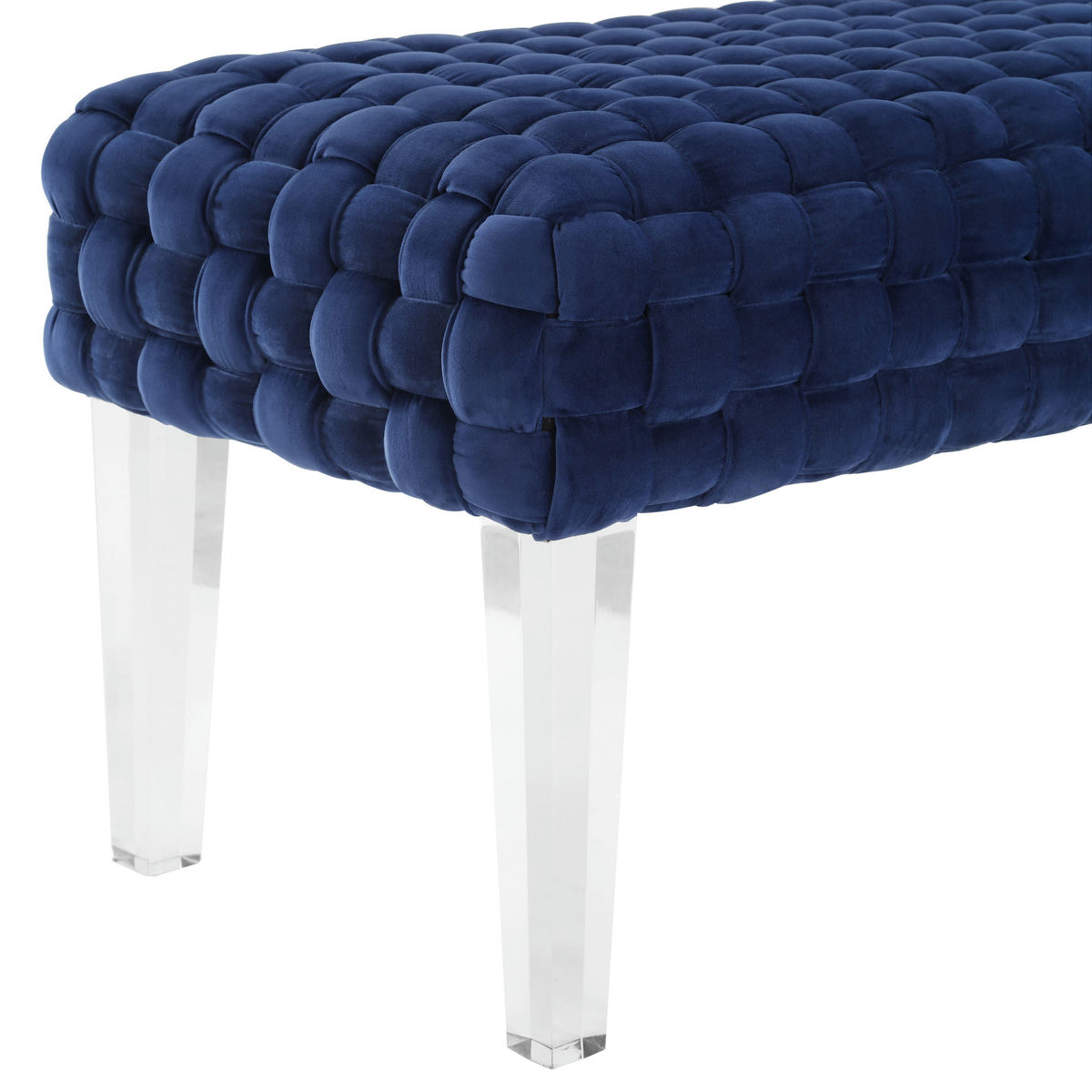 TOV Furniture Sal Woven Navy Velvet Bench