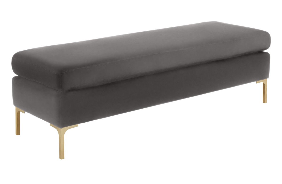 TOV Furniture Delilah Grey Velvet Bench