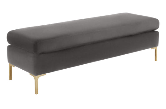 TOV Furniture Delilah Grey Velvet Bench