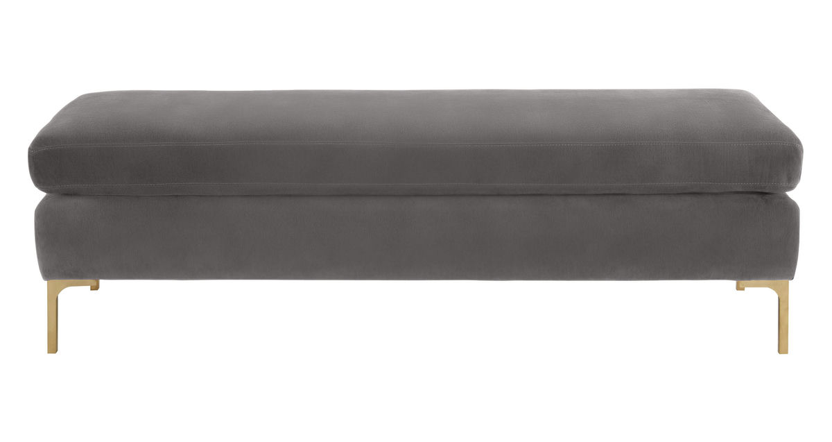 TOV Furniture Delilah Grey Velvet Bench