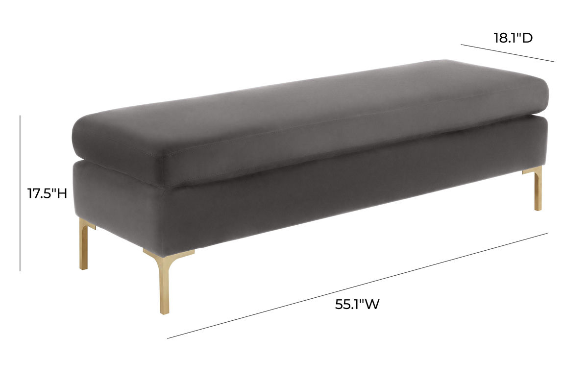 TOV Furniture Delilah Grey Velvet Bench